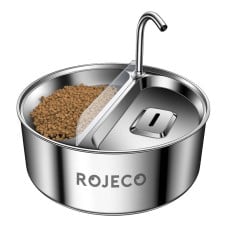 Stainless Steel Pet Water fountain & Feeder 2in1 3.2l Rojeco