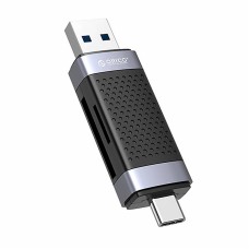 Orico CD2D-AC2-BK-EP TF/SD atminties kortelių skaitytuvas, USB + USB-C (juodas)