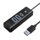 Orico Hub adapteris USB prie 2x USB 3.0 + USB-C, 5 Gbps, 0.15 m (juodas)