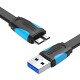 Flat USB 3.0 A male to Micro-B male cable Vention VAS-A12-B150 1.5m Black