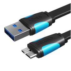 Flat USB 3.0 A male to Micro-B male cable Vention VAS-A12-B150 1.5m Black