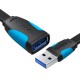 Plokščias USB 3.0 plėtinys Ventiliacija VAS-A13-B150 1.5 m juoda