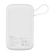 Powerbank Baseus Qpow Pro Lightning kabelis, USB-C, USB, 10000mAh, 20W (balta)