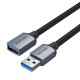 Prailginimo kabelis USB 3.0, kištukinis USB į moterišką USB-A, ventiliacija 2 m (juoda)