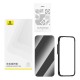 Privacy Tempered Glass Baseus Superior, skirtas iPhone 15 +valymo rinkiniui ir EasyStick (skaidrus)