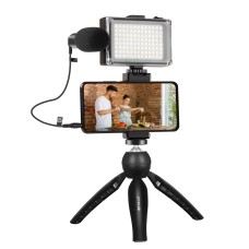 Puluz Live broadcast set - tripod + LED light + microphone + phone holder