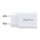 RayCue USB-C + USB-A PD 20W EU sieninis įkroviklis (baltas)