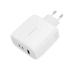 Sieninis įkroviklis 120 W GaN Ricomm RC1201 EU, 1xUSB-A, 2xUSB-C + 2.1m USB-C kabelis