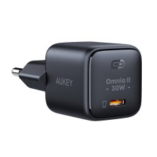 Sieninis įkroviklis Aukey PA-B1L.USB-C, 30W (juodas)