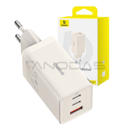 Baseus GaN5 Pro 2xUSB-C + USB charger, 65W white