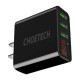 Sieninis įkroviklis Choetech C0026, JAV kištukas, 3x USB-C su skaitmeniniu ekranu 15W (juodas)