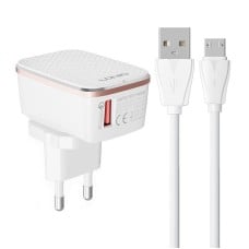 Sieninis įkroviklis LDNIO A1204Q 18W + Micro USB laidas