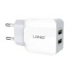 Wall charger LDNIO A2202, 2x USB, 12W (white)