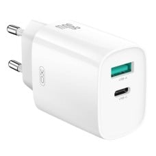 Sieninis įkroviklis XO CE30, 30W, 1x USB-C, 1x USB-A