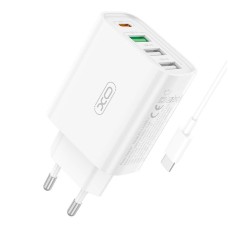 Wall charger XO L120 1xUSB-C.20W .1x USB-1, 18W with cable USB-C (white)