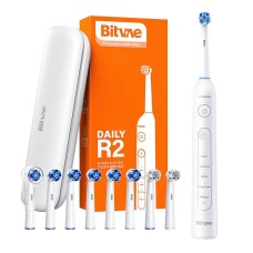 Toothbrush with a set of tips and a travel case Bitvae R2 - white