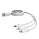 Trys viename Baseus Free2Draw USB į M+L+C 100 W laidas, 1.1 m (baltas)