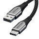 USB 2.0 A į USB-C 3A kabelio ventiliacija CODHF 1 m pilka