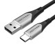 USB 2.0 A į USB-C 3A kabelio ventiliacija CODHG 1.5 m pilka