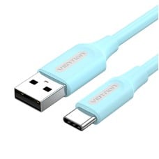 USB 2.0 A į USB-C 3A kabelio ventiliacija COKSF 1m šviesiai mėlyna