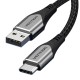 USB 2.0 A į USB-C 3A laidas 0.25 m Ventiliacijos CODHC pilka