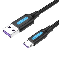 USB 2.0 A į USB-C 5A kabelio ventiliacija CORBD 0.5 m juodo tipo PVC