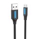 USB 2.0 A iki Micro-B 3A laidas 0.25 m Ventiliacija COLBC juoda