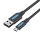 USB 2.0 A to Micro-B 3A cable 2m Vention COLBH black