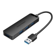 USB 3.0 4 prievadų šakotuvas su maitinimo adapterio ventiliacija CHLBB 0.15 m, juodas