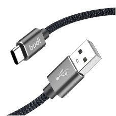 USB-A to USB-C cable Budi 206T/2M 2.4A 2m (black)