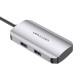 USB-C į USB-C prijungimo stotis, 3x USB3.0, PD 0.15 m ventiliacijos TNDHB, pilka