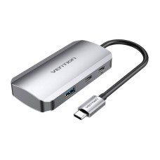 USB-C į USB-C prijungimo stotis, 3x USB3.0, PD 0.15 m ventiliacijos TNDHB, pilka