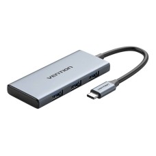 USB-C prie HDMI, 3x USB 3.0, SD, TF Hub Vention TOOHB 0.15 m pilka