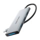 USB-C prie HDMI, 3x USB 3.0, SD, TF, PD Hub Vention TOPHB 0.15 m pilka