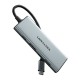 USB-C prie HDMI, 3x USB 3.0, SD, TF, PD Hub Vention TOPHB 0.15 m pilka