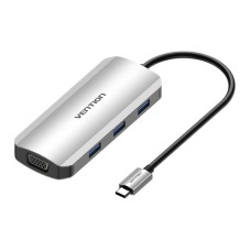 USB-C prijungimo stotis prie HDMI, VGA, 3x USB 3.0, PD 0.15 m ventiliacija TOIHB (pilka)