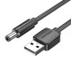 Vention USB 2.0 - DC 5.5mm Barrel Jack 5V cable 0.5m - Black