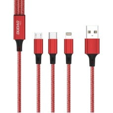 USB kabelis Dudao TGL2 3in1 USB-C / Lightning / USB 2.4A, 1.2m (raudonas)