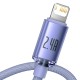 Baseus Crystal Shine kabelis USB - Lightning 2.4A 2m - Violetinis