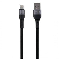 USB laidas Lightning Foneng X79, LED, pintas, 3A, 1m (juodas)