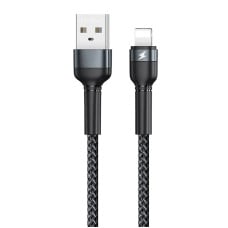 USB Lightning Remax Jany Alloy kabelis, 1m, 2.4A (juodas)