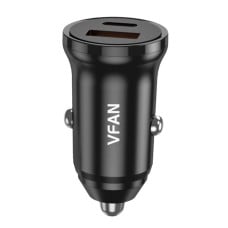 Car charger VFAN C03 USB + USB-C 20W PD + QC 3.0 - Black