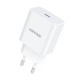 Sieninis įkroviklis VFAN E04 USB-C 20W QC 3.0 + Lightning kabelis - Baltas