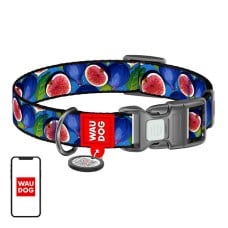 Waudog "Fig" nylon dog collar with QR code, size S