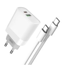 XO L64 Wall Charger, USB + USB-C, 20W (White)