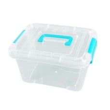 Storage box with handle 18.5x13x9.7cm - transparent - plastic - organizer