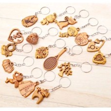 Keychain - pendant - wood imitation - MIX of designs - Keychain