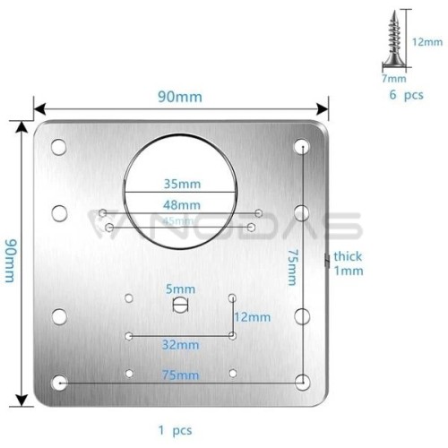 Vyrių remonto plokštė 90x90mm - 0.7mm plokštė - baldų vyrių remontas