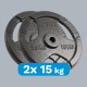 Set of cast iron weights 2x15kg, hole 31mm, plate with handles, REBEL ACTIVE