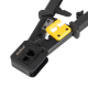 RJ45, RJ12, RJ11 pass-through plug crimper